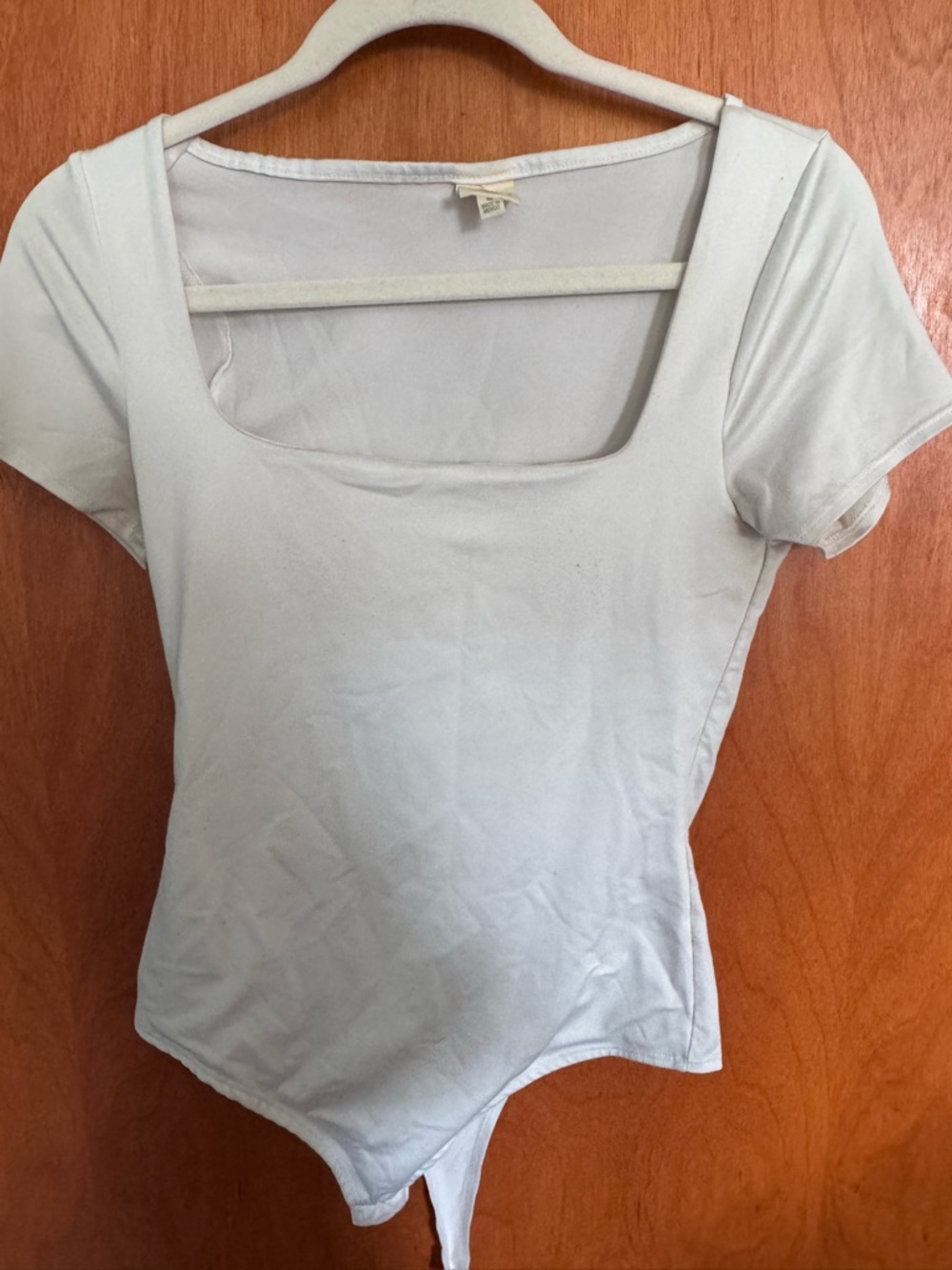 Women’s Square Neck Short Sleeve Bodysuit - White
